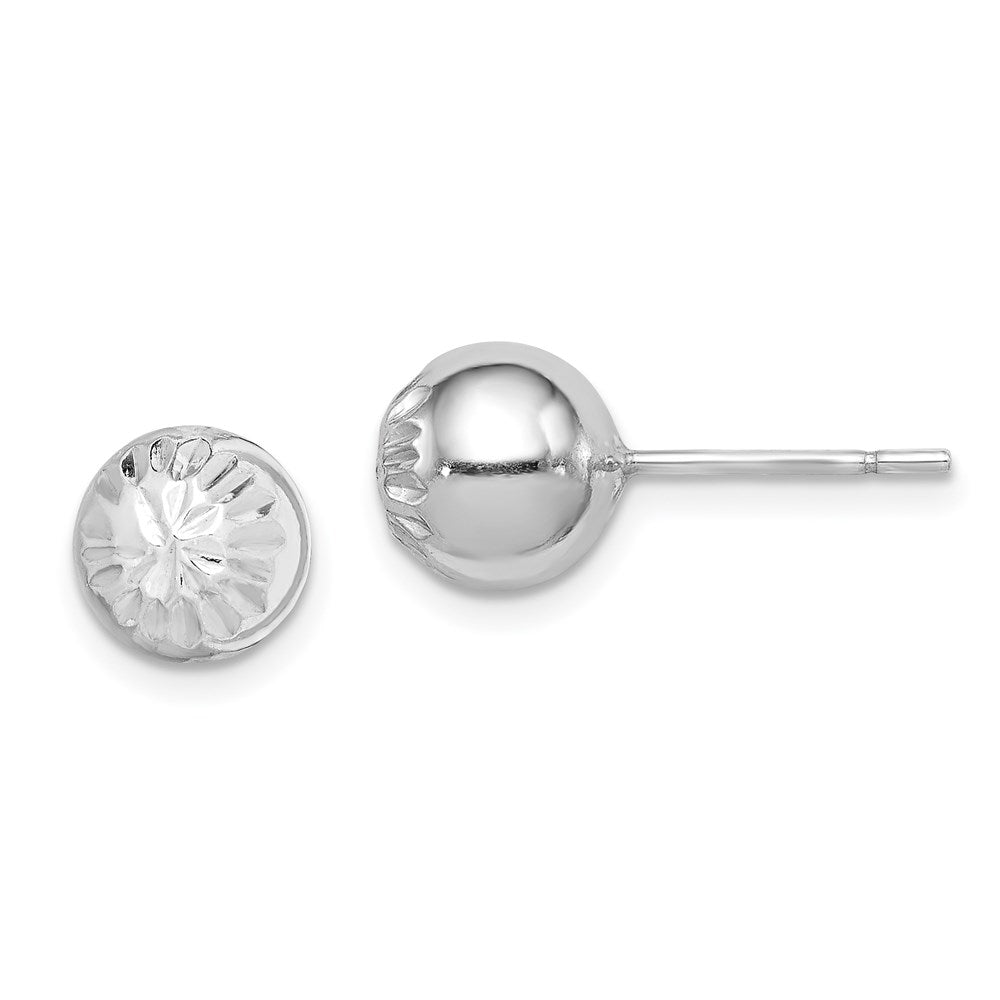 Sterlingsilber Rhodiniert Diamantiert 8mm Kugel Ohrstecker