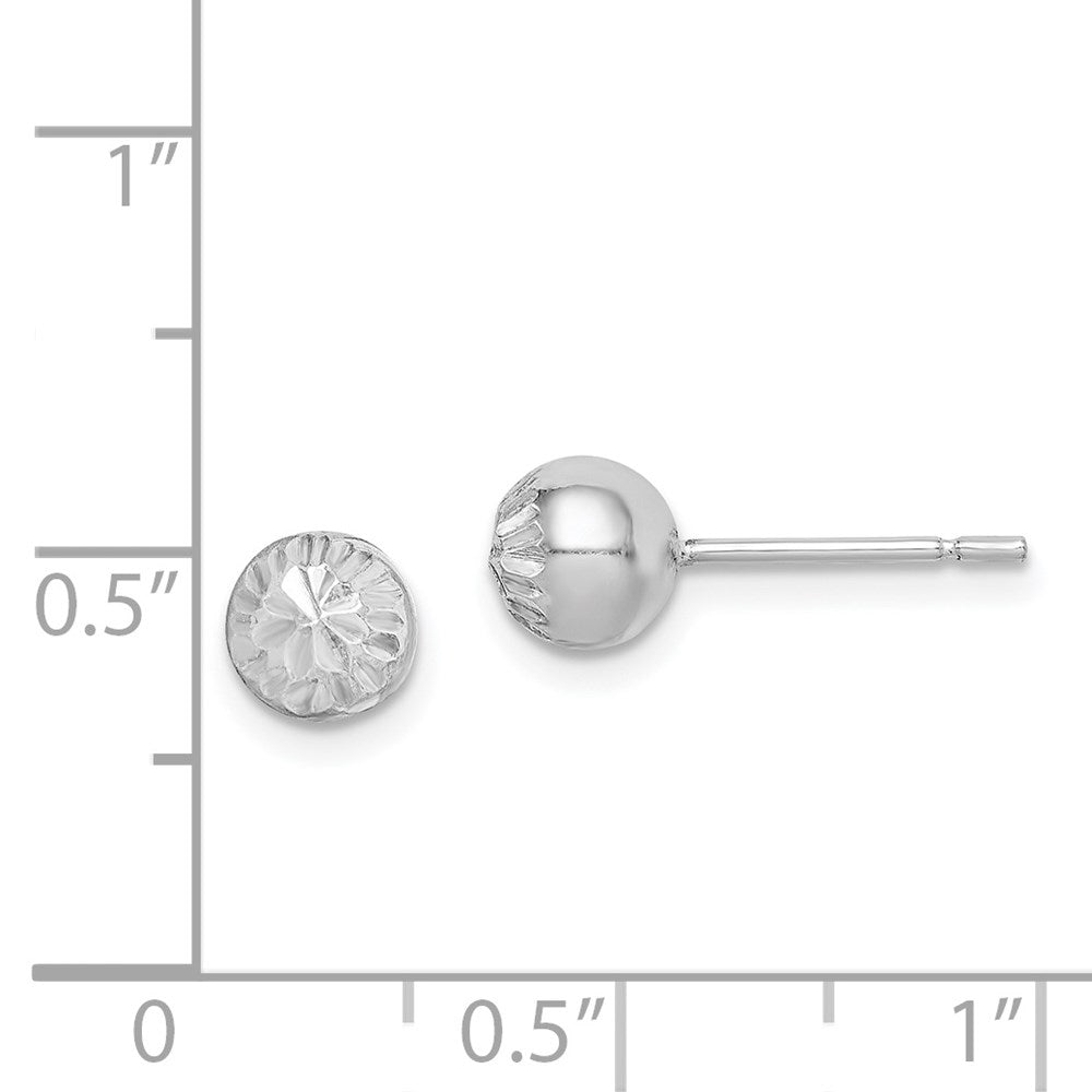 Sterlingsilber Rhodiniert Diamantiert 6mm Kugel Ohrstecker