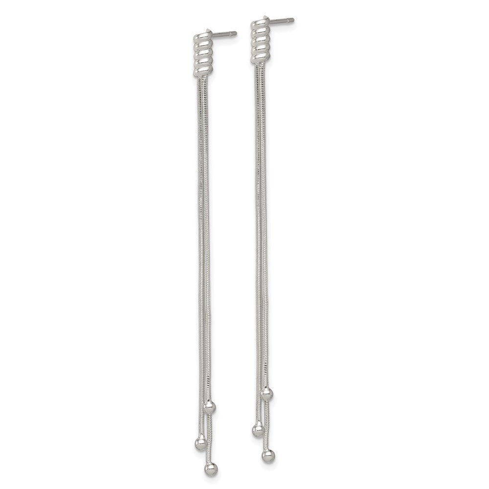 Sterlingsilber Poliert 3-strand Kette & Gekugelt End Stecker Ohrhänger
