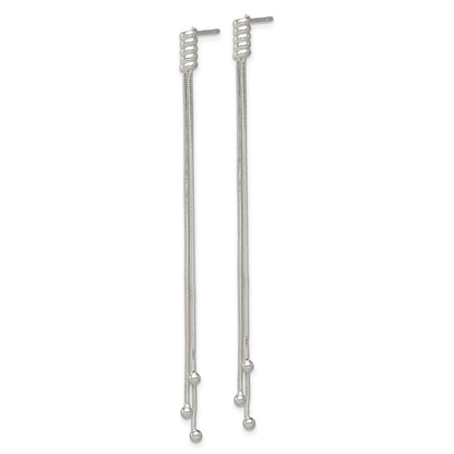 Sterlingsilber Poliert 3-strand Kette & Gekugelt End Stecker Ohrhänger