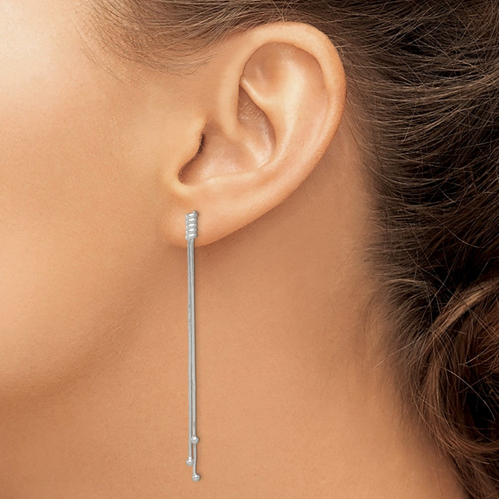 Sterlingsilber Poliert 3-strand Kette & Gekugelt End Stecker Ohrhänger