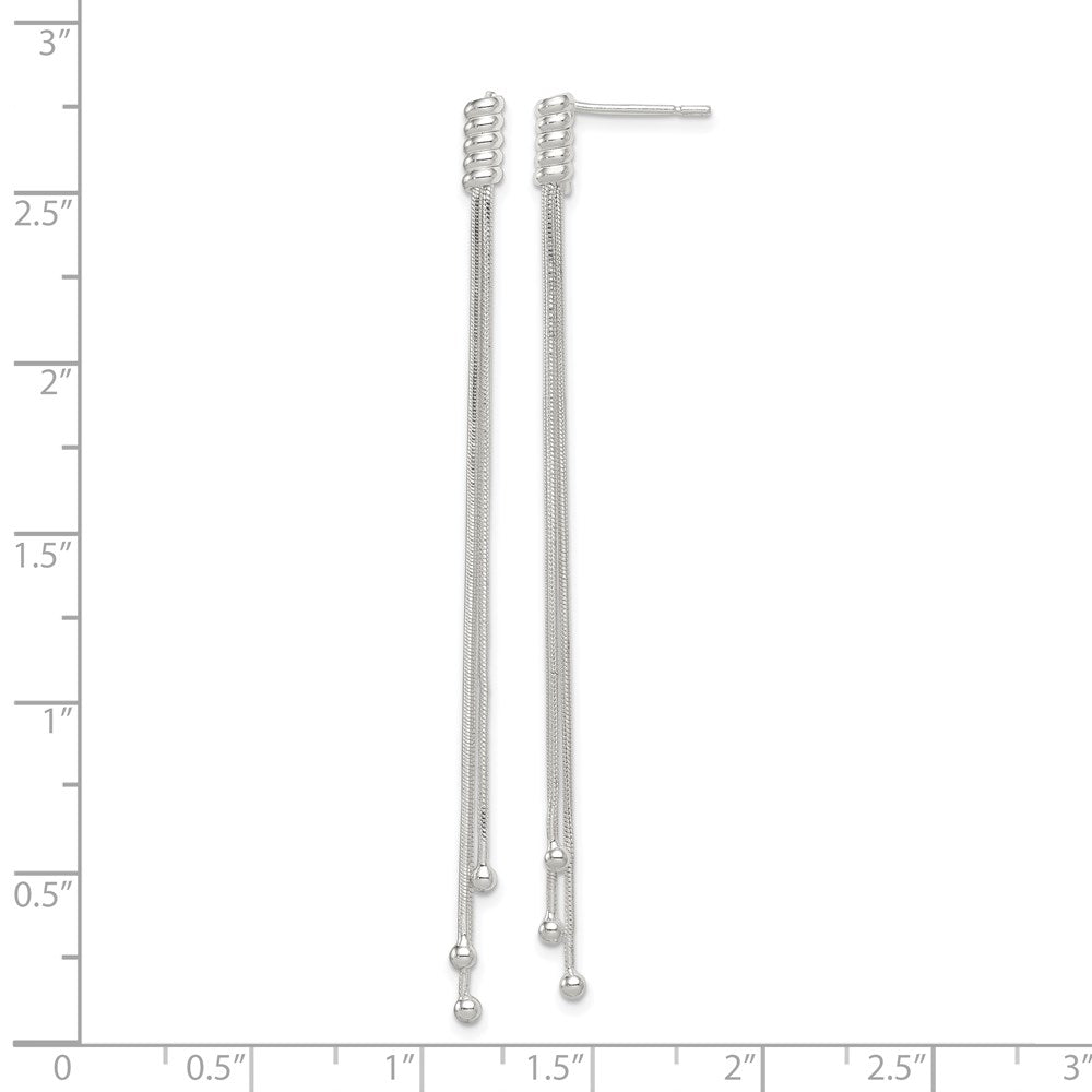 Sterlingsilber Poliert 3-strand Kette & Gekugelt End Stecker Ohrhänger