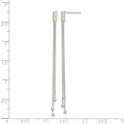 Sterlingsilber Poliert 3-strand Kette & Gekugelt End Stecker Ohrhänger