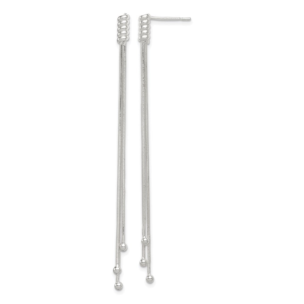 Sterlingsilber Poliert 3-strand Kette & Gekugelt End Stecker Ohrhänger