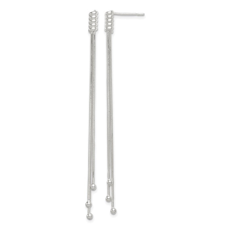 Sterlingsilber Poliert 3-strand Kette & Gekugelt End Stecker Ohrhänger