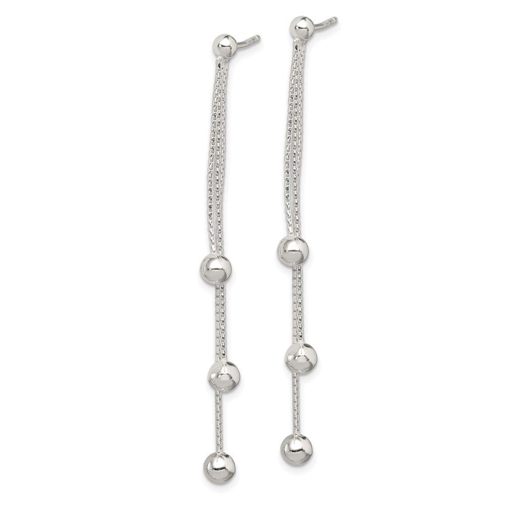 Sterlingsilber Poliert 3-strand Gekugelt Stecker Ohrhänger