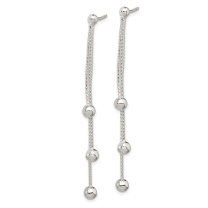 Sterlingsilber Poliert 3-strand Gekugelt Stecker Ohrhänger
