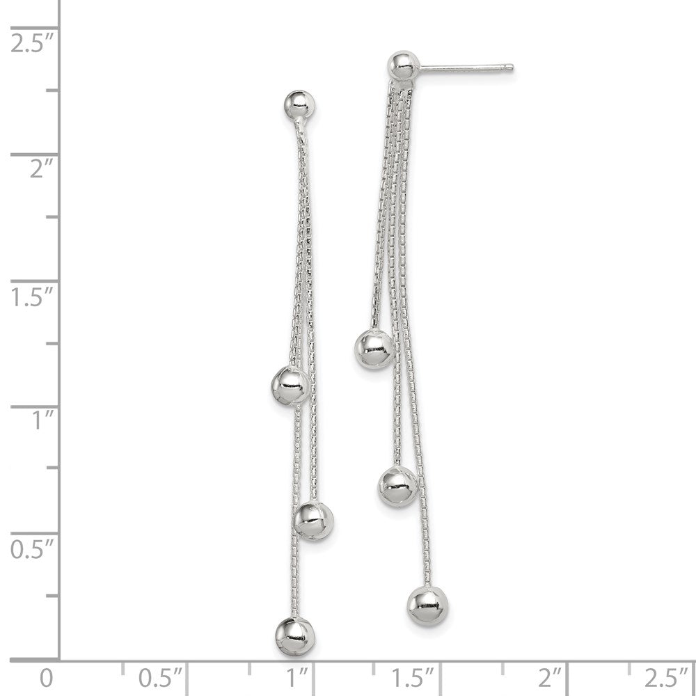 Sterlingsilber Poliert 3-strand Gekugelt Stecker Ohrhänger