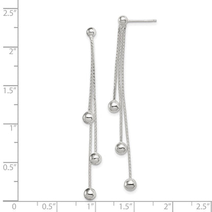 Sterlingsilber Poliert 3-strand Gekugelt Stecker Ohrhänger