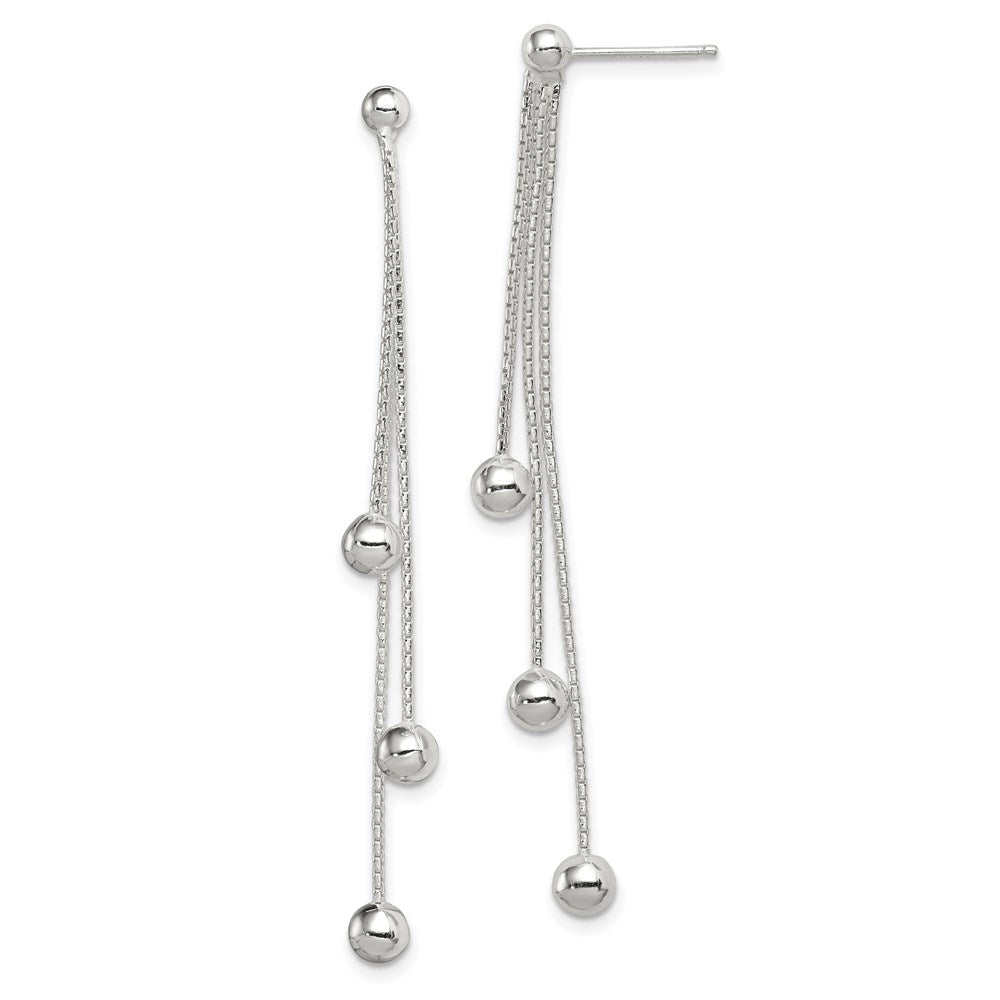 Sterlingsilber Poliert 3-strand Gekugelt Stecker Ohrhänger