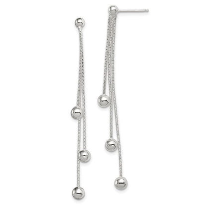 Sterlingsilber Poliert 3-strand Gekugelt Stecker Ohrhänger
