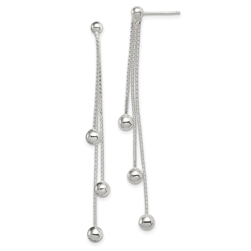 Sterlingsilber Poliert 3-strand Gekugelt Stecker Ohrhänger