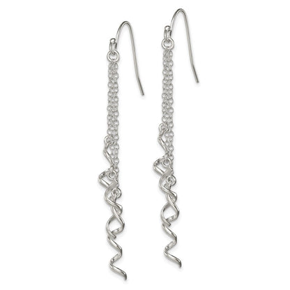 Sterlingsilber Poliert Multi-strand Kette & Gedreht Spirals Hängend Earrin