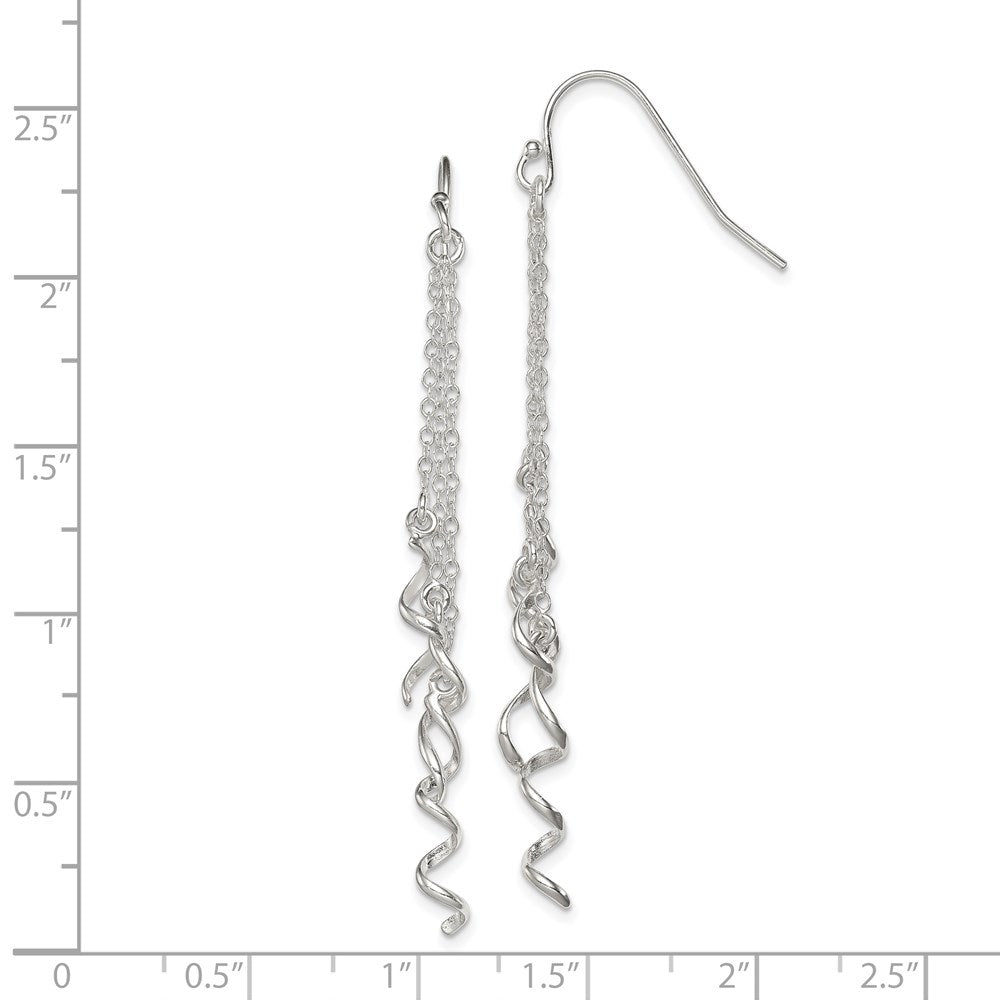 Sterlingsilber Poliert Multi-strand Kette & Gedreht Spirals Hängend Earrin