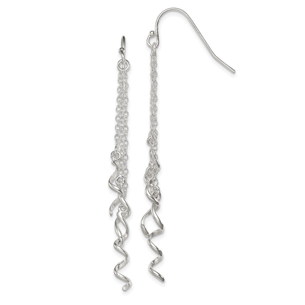 Sterlingsilber Poliert Multi-strand Kette & Gedreht Spirals Hängend Earrin