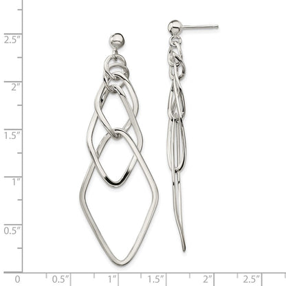 Sterlingsilber Poliert Geometric Stecker Ohrhänger