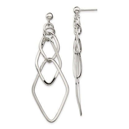 Sterlingsilber Poliert Geometric Stecker Ohrhänger