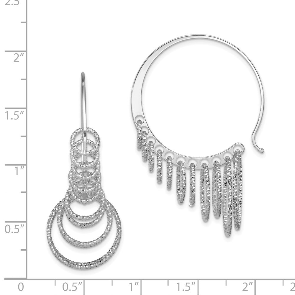 Sterlingsilber Rhodiniert Diamantiert Abgestuft Kreis Hängend Creolen