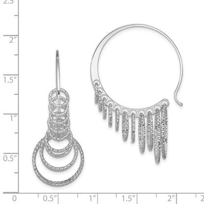 Sterlingsilber Rhodiniert Diamantiert Abgestuft Kreis Hängend Creolen
