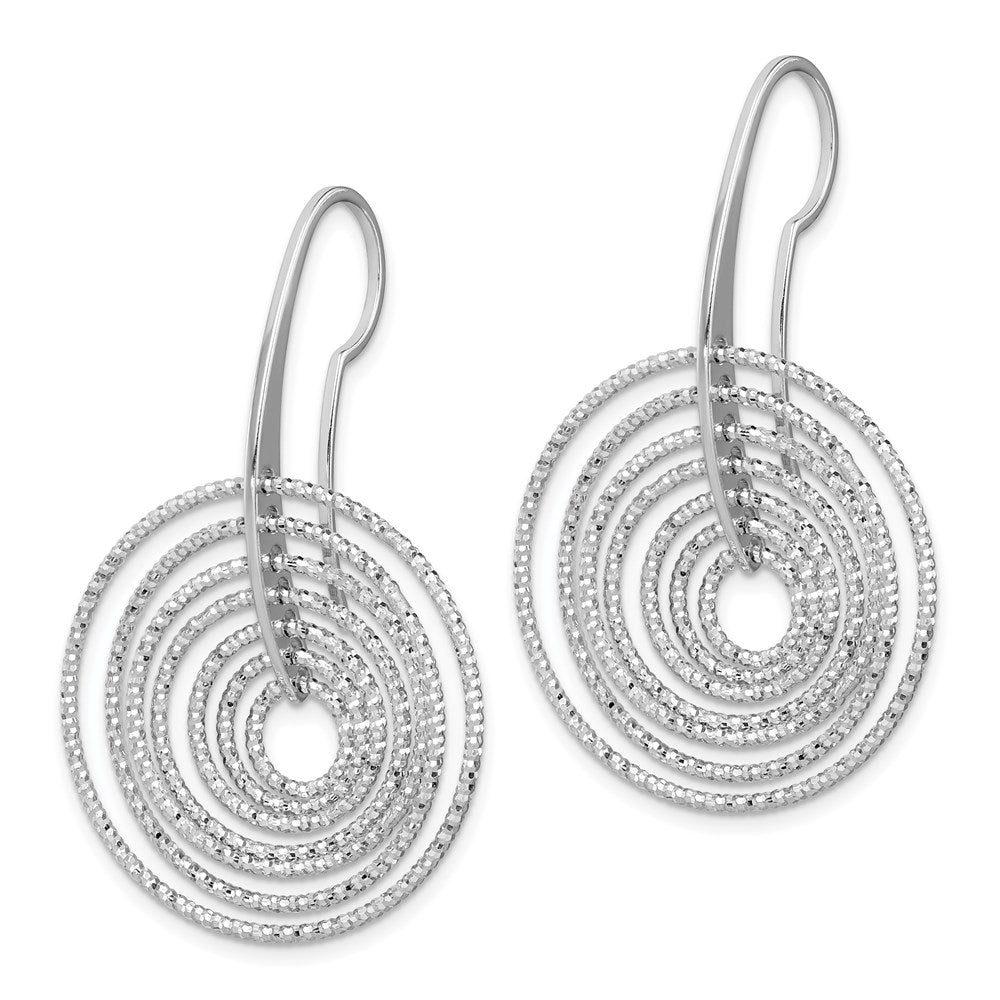 Sterlingsilber Rhodiniert Diamantiert Concentric Kreise Ohrhänger