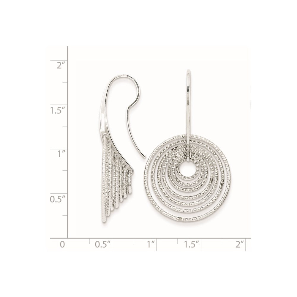 Sterlingsilber Rhodiniert Diamantiert Concentric Kreise Ohrhänger