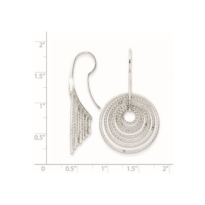 Sterlingsilber Rhodiniert Diamantiert Concentric Kreise Ohrhänger