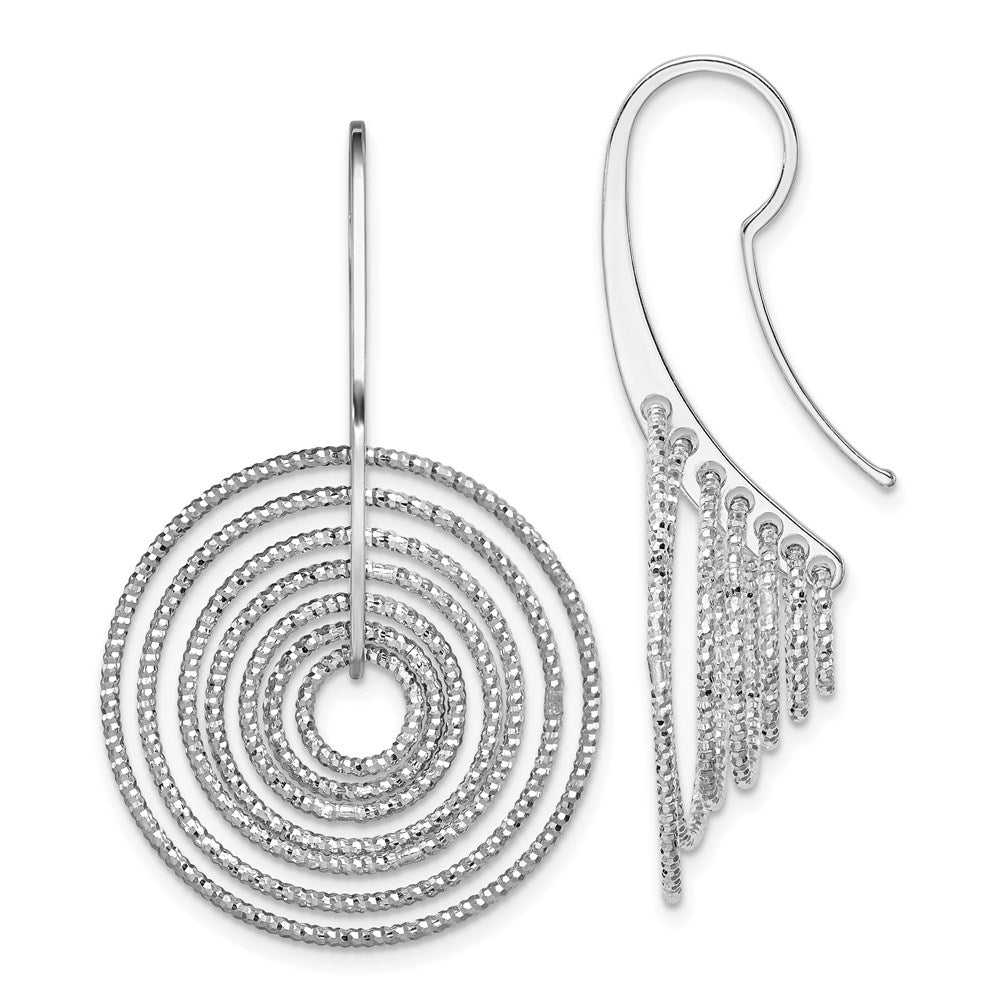 Sterlingsilber Rhodiniert Diamantiert Concentric Kreise Ohrhänger