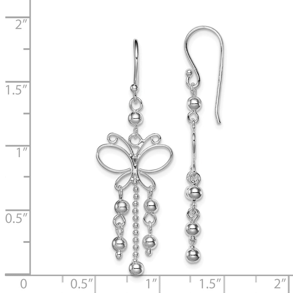 Sterlingsilber Rhodiniert Gekugelt Schmetterling Ohrhänger
