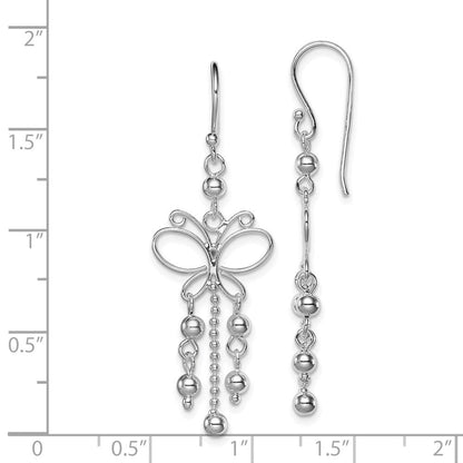 Sterlingsilber Rhodiniert Gekugelt Schmetterling Ohrhänger