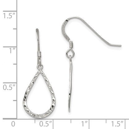 Sterlingsilber Poliert & Diamantiert Tropfen Hängend Hirte Haken Ohrringe