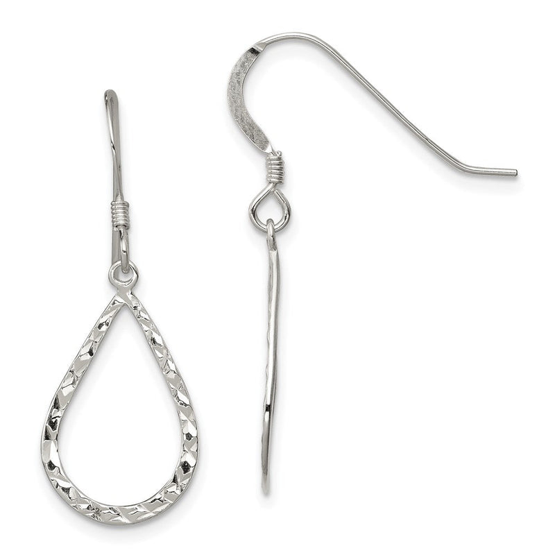Sterlingsilber Poliert & Diamantiert Tropfen Hängend Hirte Haken Ohrringe