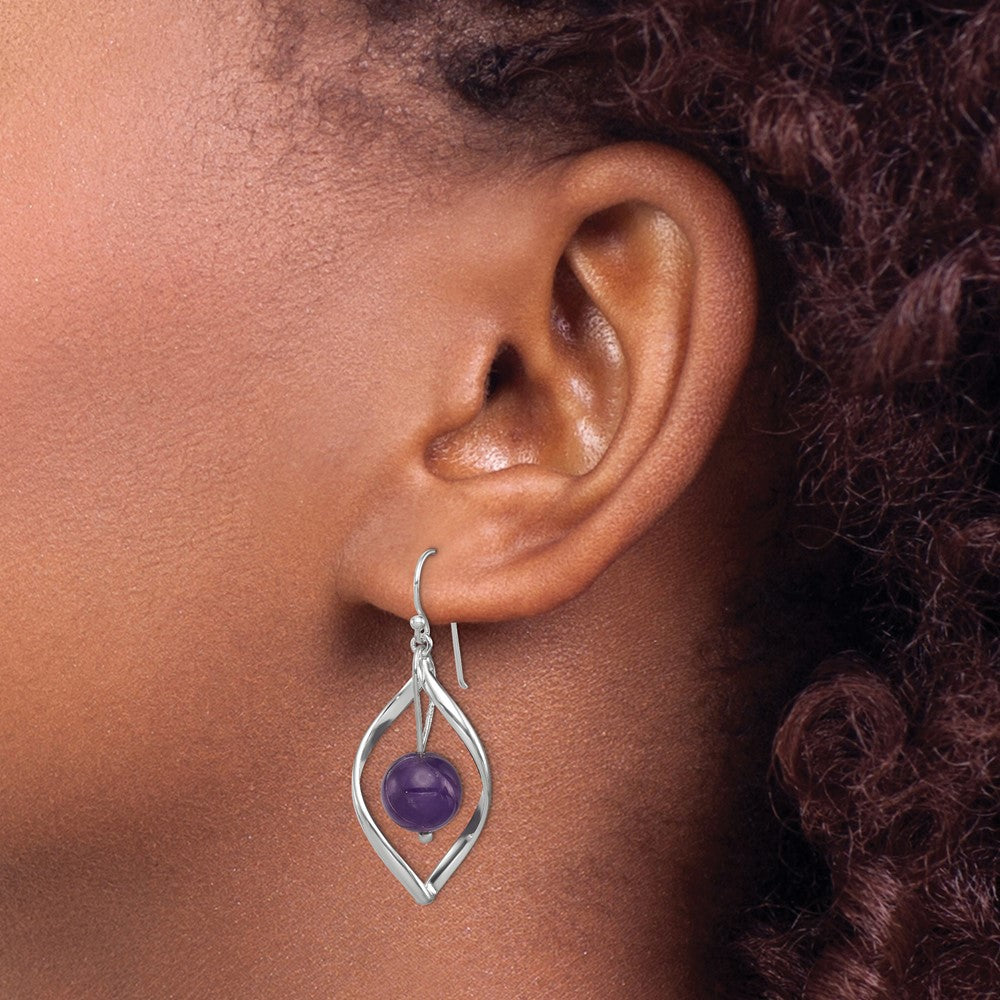 Sterlingsilber Gedreht Hängend Amethyst Ohrringe