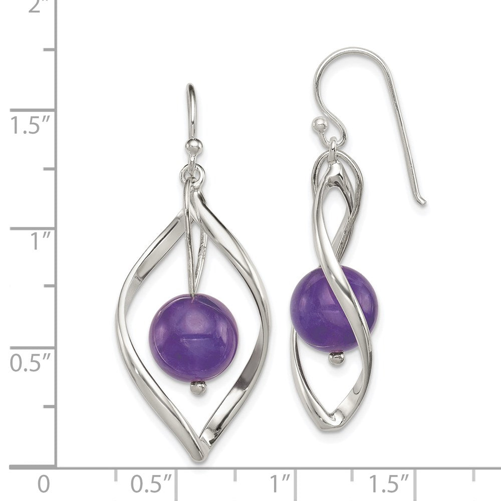 Sterlingsilber Gedreht Hängend Amethyst Ohrringe