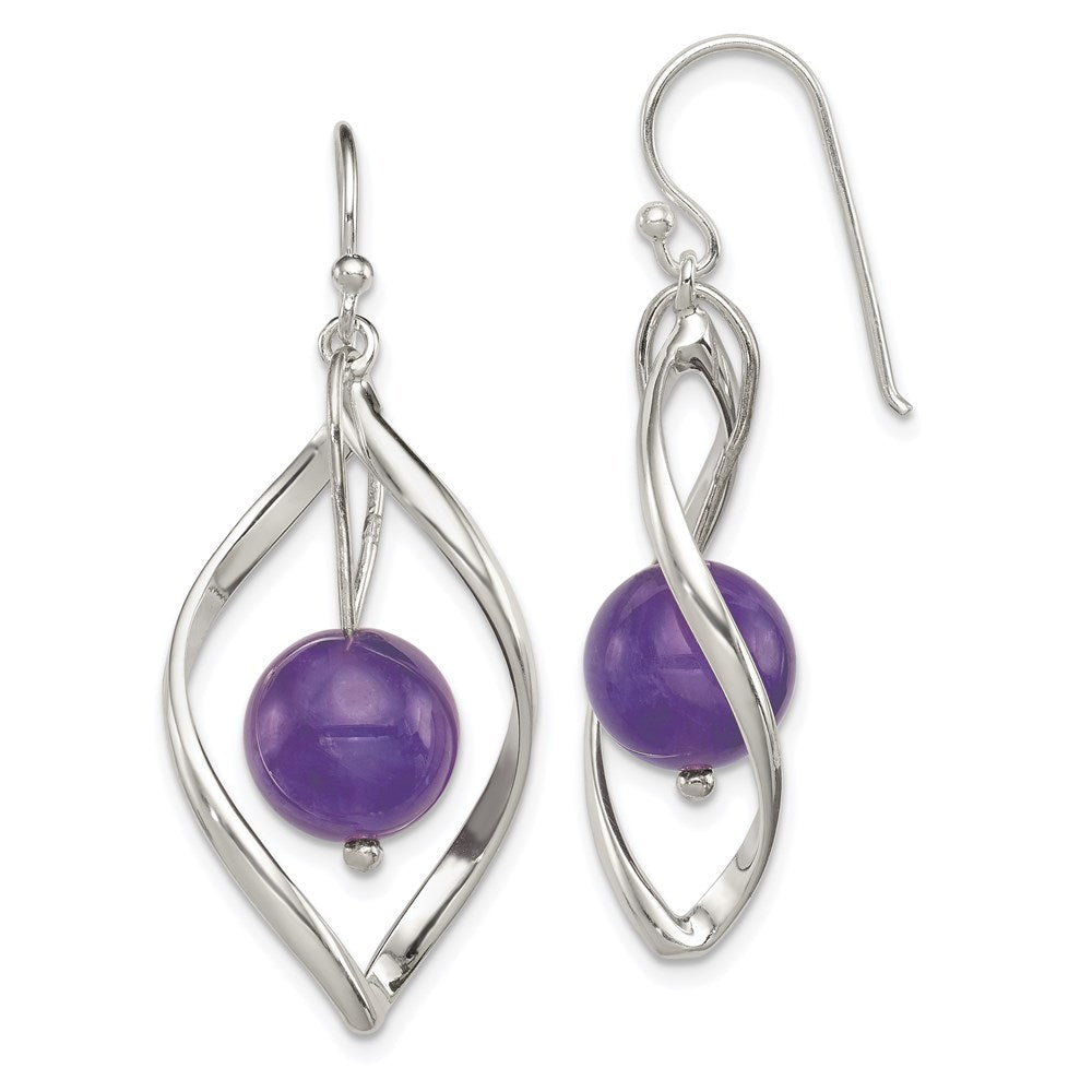 Sterlingsilber Gedreht Hängend Amethyst Ohrringe