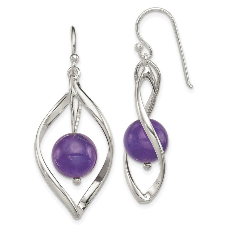 Sterlingsilber Gedreht Hängend Amethyst Ohrringe