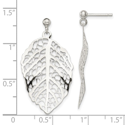 Sterlingsilber Poliert Blatt Stecker Ohrhänger