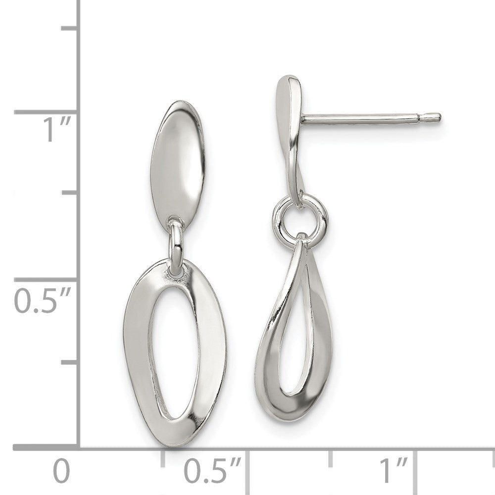 Sterlingsilber Poliert Gebogen Oval Stecker Ohrhänger
