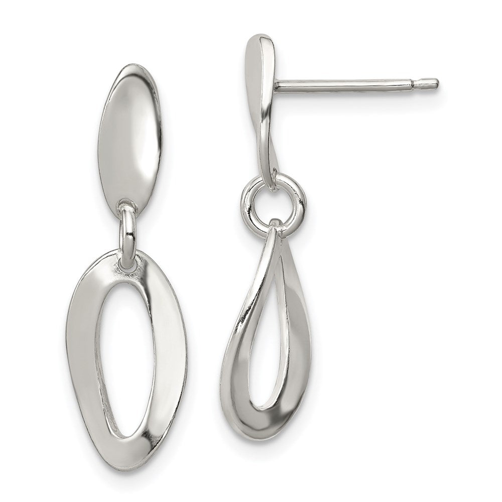 Sterlingsilber Poliert Gebogen Oval Stecker Ohrhänger