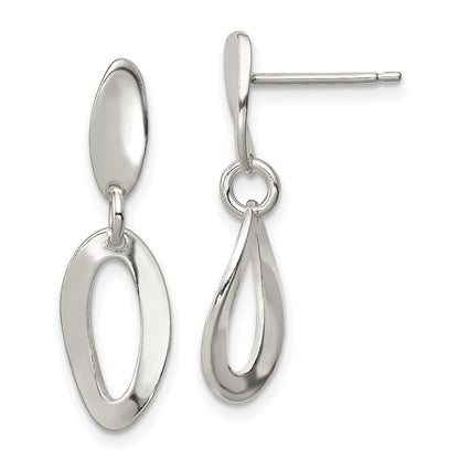 Sterlingsilber Poliert Gebogen Oval Stecker Ohrhänger