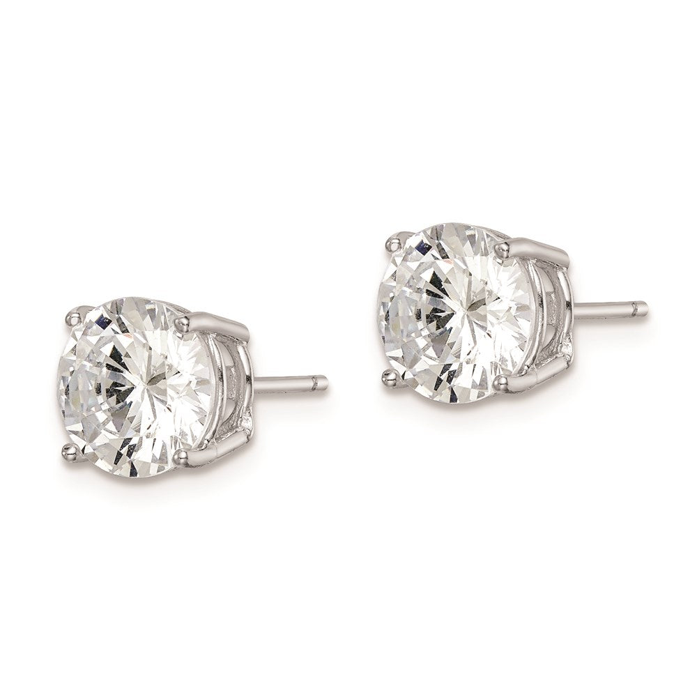 Sterlingsilber Rhodiniert Poliert Rund 8mm Zirkonia Ohrstecker