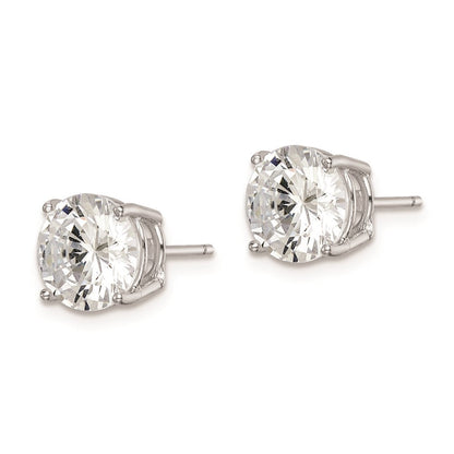 Sterlingsilber Rhodiniert Poliert Rund 8mm Zirkonia Ohrstecker