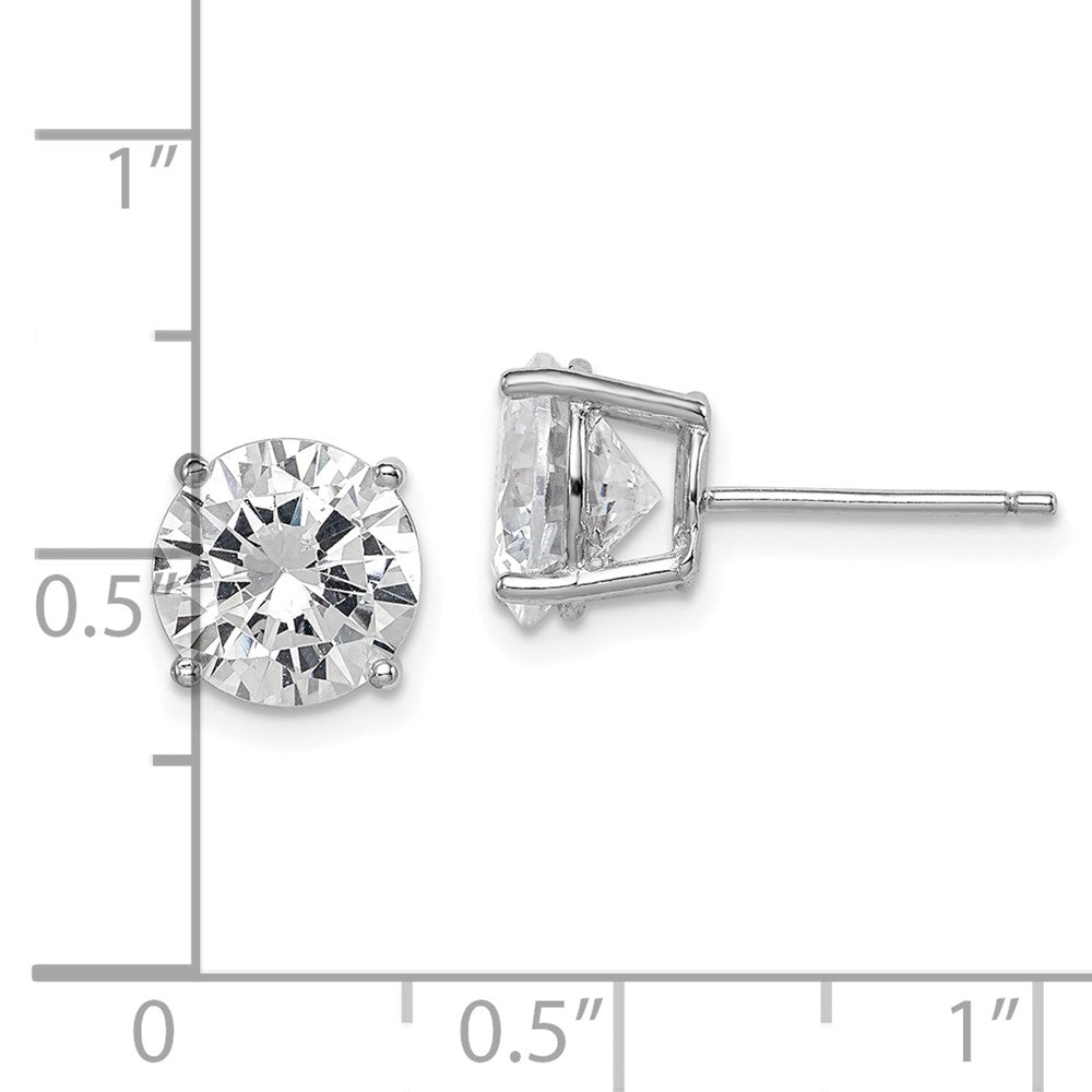 Sterlingsilber Rhodiniert Poliert Rund 8mm Zirkonia Ohrstecker