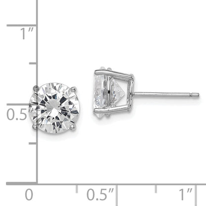 Sterlingsilber Rhodiniert Poliert Rund 8mm Zirkonia Ohrstecker