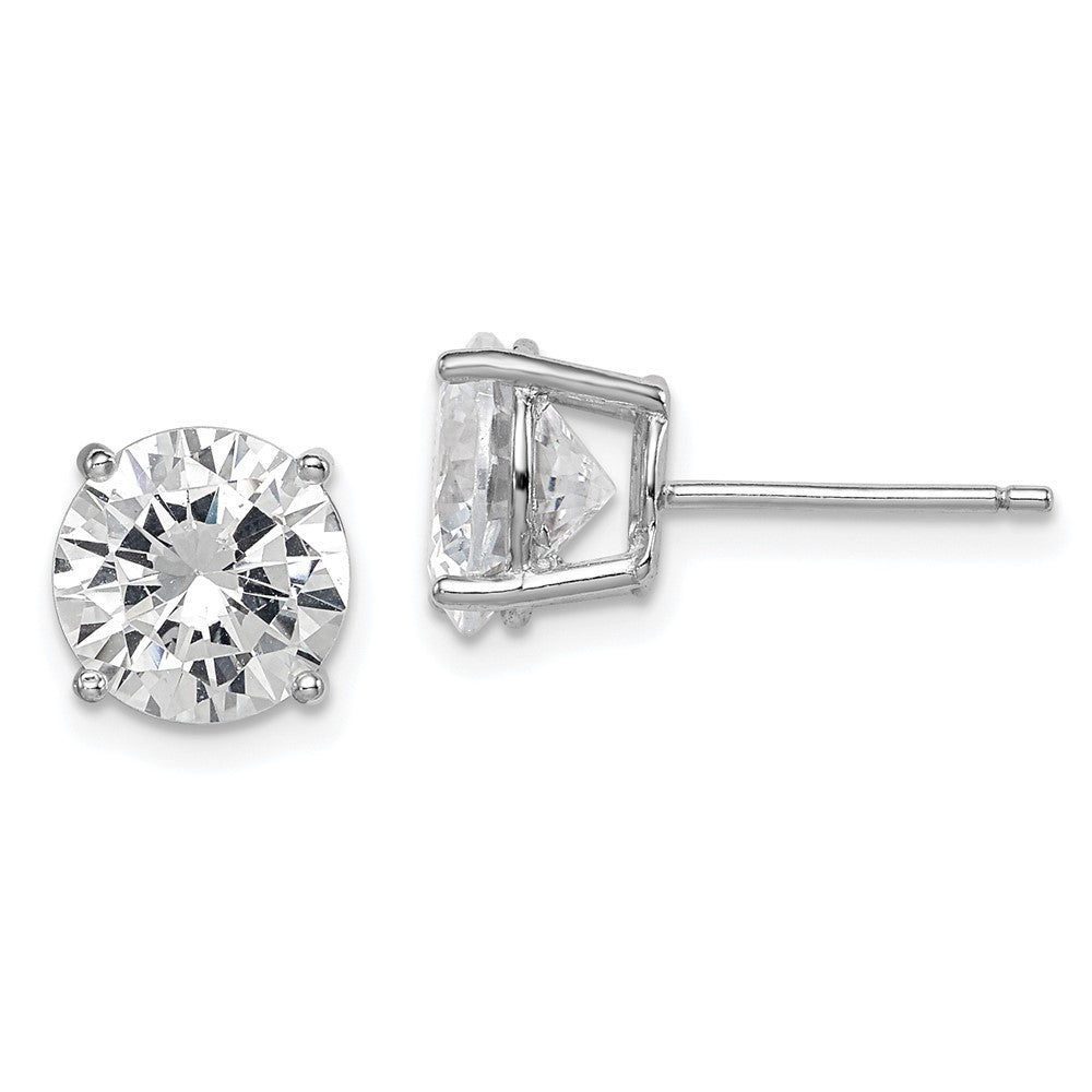 Sterlingsilber Rhodiniert Poliert Rund 8mm Zirkonia Ohrstecker