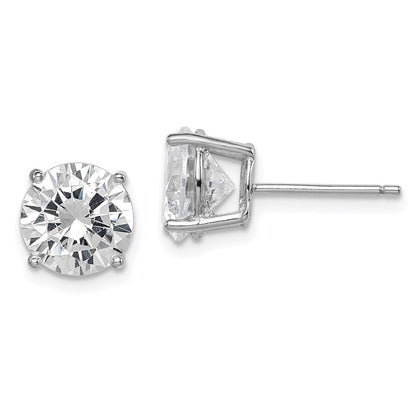Sterlingsilber Rhodiniert Poliert Rund 8mm Zirkonia Ohrstecker