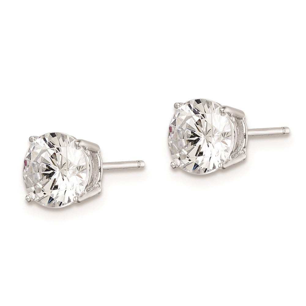 Sterlingsilber Rhodiniert Poliert Rund 7mm Zirkonia Ohrstecker