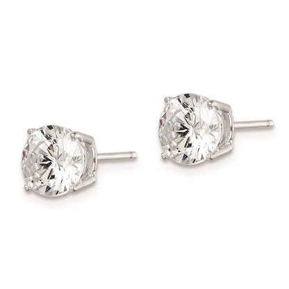Sterlingsilber Rhodiniert Poliert Rund 7mm Zirkonia Ohrstecker