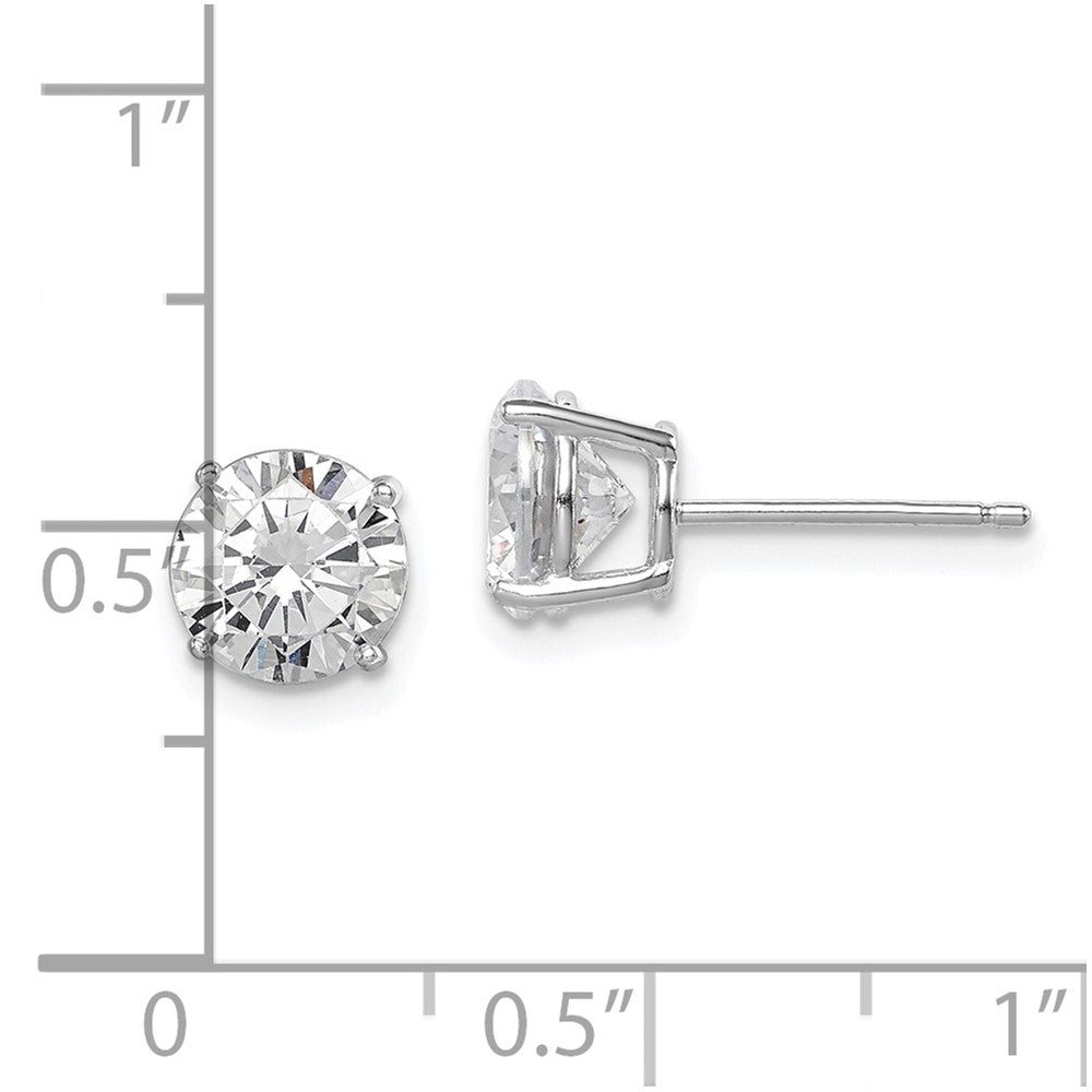 Sterlingsilber Rhodiniert Poliert Rund 7mm Zirkonia Ohrstecker