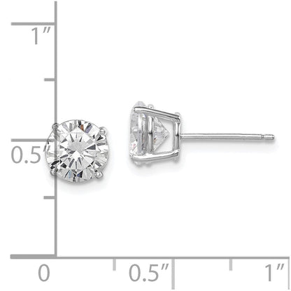 Sterlingsilber Rhodiniert Poliert Rund 7mm Zirkonia Ohrstecker