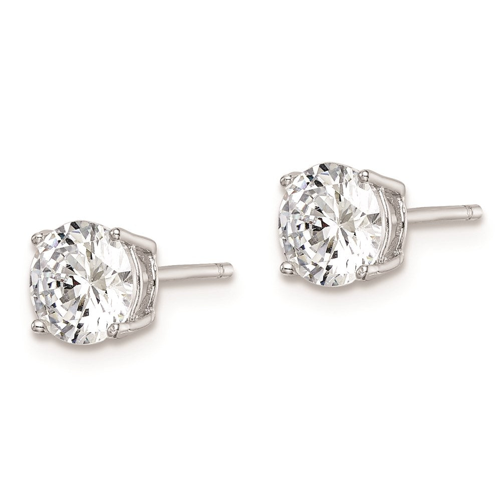 Sterlingsilber Rhodiniert Poliert Rund 6mm Zirkonia Ohrstecker
